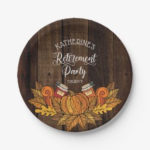 Rustikaler Fall  Autumn Pumpkin Retirement Party Pappteller
