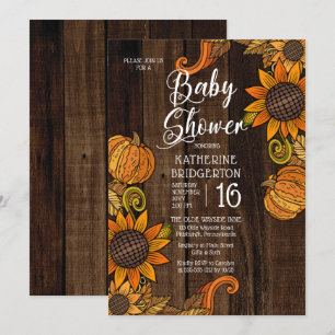 Rustikaler Fall   Autumn Sunflowers Baby Shower Einladung