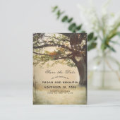 Rustikaler Fall Baum und Twinkle Leuchten Save the Ankündigungspostkarte (Stehend Vorderseite)