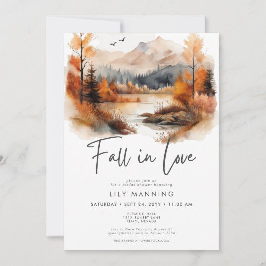 Rustikaler Fall Berg Fall in Liebe Brautparty Einladung (Vorderseite)