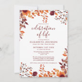 Rustikaler Fall Blumenbeerdigung zur Lebensbeerdig Einladung (Vorderseite)