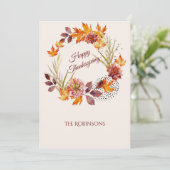 Rustikaler Fall Blumenreath Glückwunsch Thanksgivi Feiertagskarte (Stehend Vorderseite)