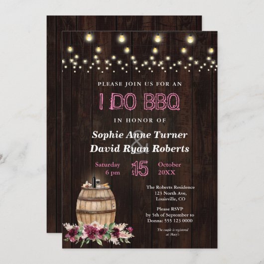 Rustikaler Fall Blumenwein Barrel Weinberg I GRILL Einladung (Vorne/Hinten)