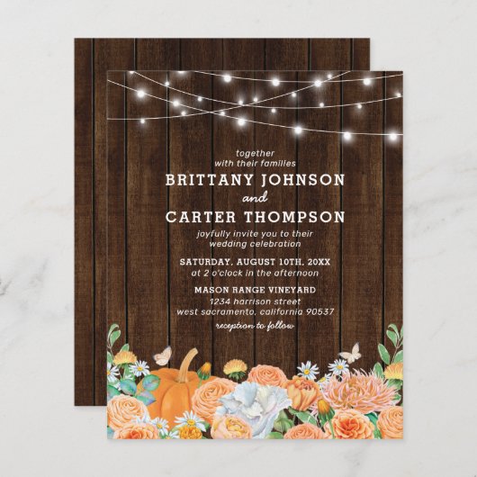 Rustikaler Fall Blumenzwiebeleinladung (Vorne/Hinten)