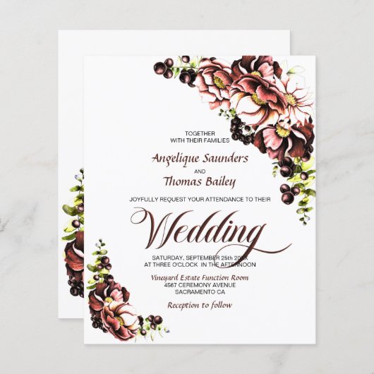 Rustikaler Fall Blumenzwiebeleinladung (Vorne/Hinten)