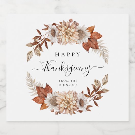 Rustikaler Fall Blütenglücklich Thanksgiving Bierflaschenetikett (Einzelnes Label)