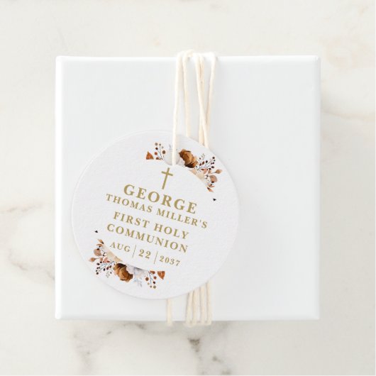 Rustikaler Fall Botanische Moderne Erste Heilige K Geschenkanhänger (Beispiel)