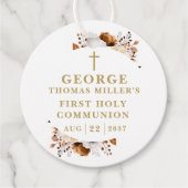 Rustikaler Fall Botanische Moderne Erste Heilige K Geschenkanhänger (Vorderseite)