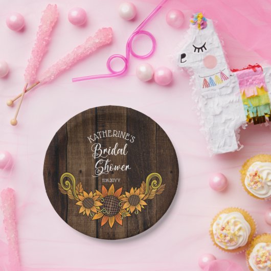 Rustikaler Fall | Brautparty für Herbstsonnenblume Pappteller (Party)