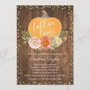 Rustikaler Fall Brautparty Pumpkin Fall Floral Einladung