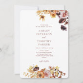 Rustikaler Fall Burgundy Boho Floral Wedding Einladung (Vorderseite)