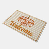 Rustikaler Fall Chevrons Pumpkin & Stripes Fußmatte (Schrägansicht)