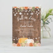 Rustikaler Fall der Liebe Mason Jar Lights Brautpa Einladung (Stehend Vorderseite)