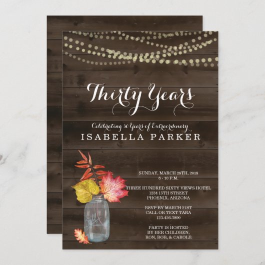 Rustikaler Fall - Einladung der Frau zum Geburtsta (Vorne/Hinten)