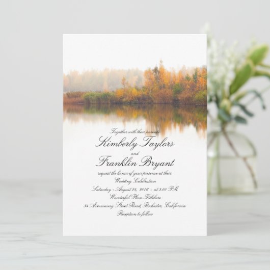 Rustikaler Fall Elegant und einfache Hochzeit Einladung (Stehend Vorderseite)