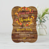 Rustikaler Fall-Erntedank Einladung (Stehend Vorderseite)