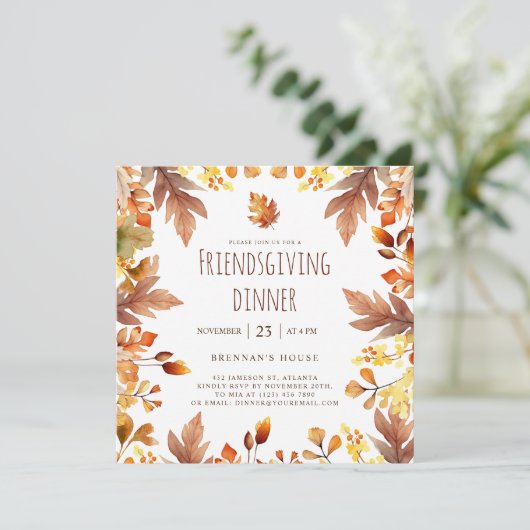 Rustikaler Fall Erntedank Freundliches Abendessen Einladung (Stehend Vorderseite)