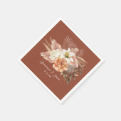 Rustikaler Fall Flora Terracotta Hochzeit Serviette (Ecke)