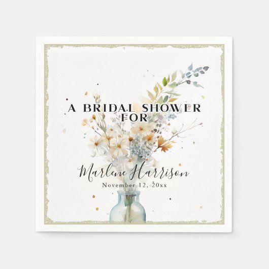 Rustikaler Fall Flora Wildblumen Brautparty Serviette (Vorderseite)