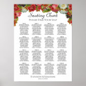 Rustikaler Fall Floral 16 Tabelle Hochzeitskarte Poster (Vorne)