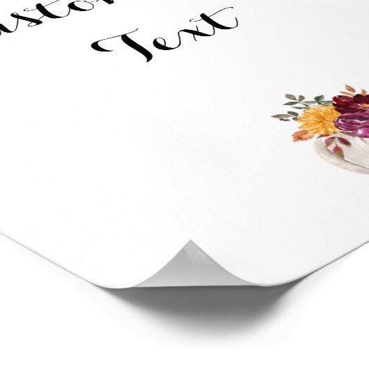 Rustikaler Fall Floral & Charming White Pumpkin Poster (Ecke)