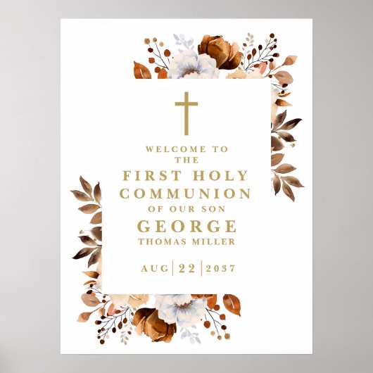 Rustikaler Fall Floral Heilige Kommune Begrüßungsz Poster (Vorne)