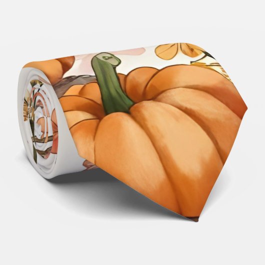 Rustikaler Fall Floral Pumpkin Herbst Ernte Krawatte (Gerollt)