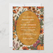 Rustikaler Fall Floral Pumpkin Herbst Ernte Weedin Einladung (Vorderseite)