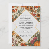 Rustikaler Fall Floral Pumpkin Herbst Ernte Weedin Einladung (Vorderseite)