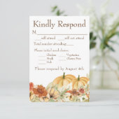 Rustikaler Fall Floral Pumpkin Hochzeitserklärung  RSVP Karte (Stehend Vorderseite)