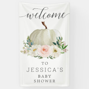Rustikaler Fall Floral Pumpkin Vinyl Geburtstag Wi Banner
