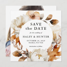 Rustikaler Fall Floral Save the Date mit Foto
