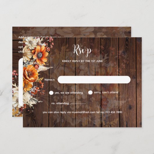 Rustikaler Fall Floral UAWG Postkarte (Vorne/Hinten)