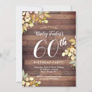 Rustikaler Fall Florals Gold Foil Dots 60. Geburts Einladung