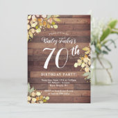 Rustikaler Fall Florals Gold Foil Dots 70. Geburts Einladung (Stehend Vorderseite)