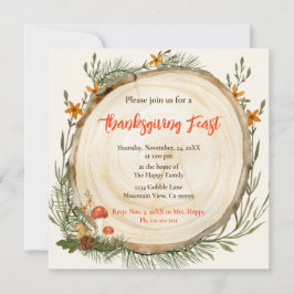 Rustikaler Fall Foliage Wildblumen Pilz Einladung