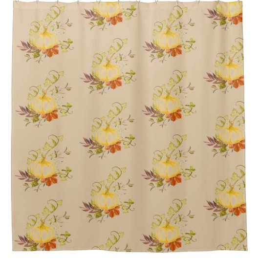 Rustikaler Fall Gelb Beige und Gold Herbst Duschvorhang (Vorderseite)