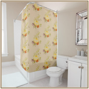 Rustikaler Fall Gelb Beige und Gold Herbst Duschvorhang