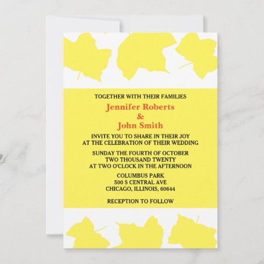 Rustikaler Fall Gelber Ahorn Blätter farbenfroher  Einladung (Vorderseite)