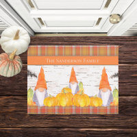 Rustikaler Fall Gnome karierter Kürbis
