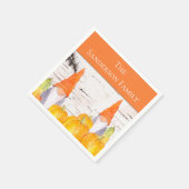 Rustikaler Fall Gnome karierter Kürbis Serviette (Ecke)