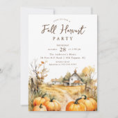 Rustikaler Fall Harvest Barn Erntedank Einladung (Vorderseite)
