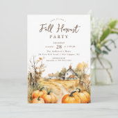 Rustikaler Fall Harvest Barn Erntedank Einladung (Stehend Vorderseite)