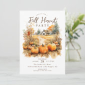 Rustikaler Fall Harvest Erntedank Einladung (Stehend Vorderseite)