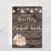 Rustikaler Fall-Herbst-Blumenhenne-Party Einladung (Vorderseite)