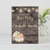 Rustikaler Fall-Herbst-Blumenhenne-Party Einladung (Stehend Vorderseite)