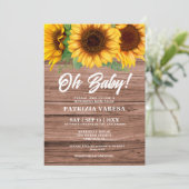 Rustikaler Fall Holzblume Oh Babydusche Einladung (Stehend Vorderseite)