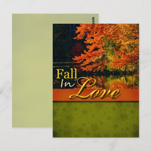 Rustikaler Fall in der Liebe Hochzeit Postkarte (Vorne/Hinten)