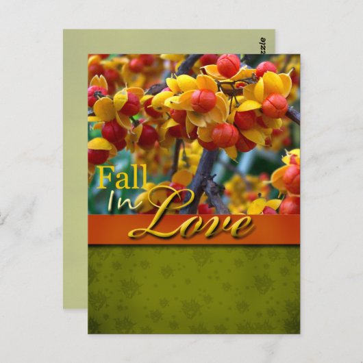 Rustikaler Fall in der Liebe Hochzeit Postkarte (Vorne/Hinten)