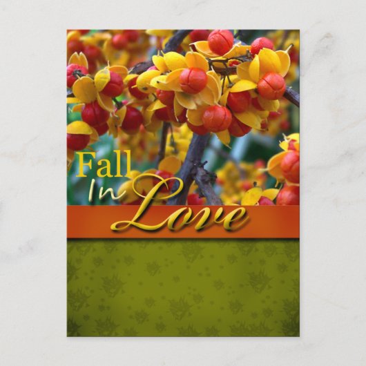 Rustikaler Fall in der Liebe Hochzeit Postkarte (Vorderseite)